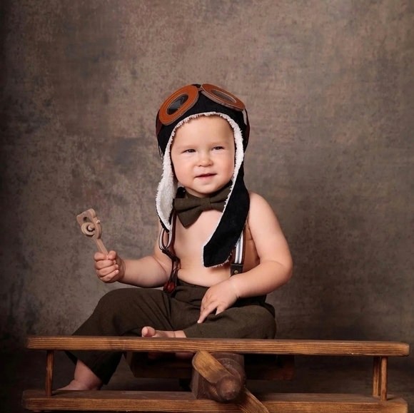 Aviator Hat First Birthday Outfit Cake Smash Outfit Time Flies Birthday - Picture 8 of 8